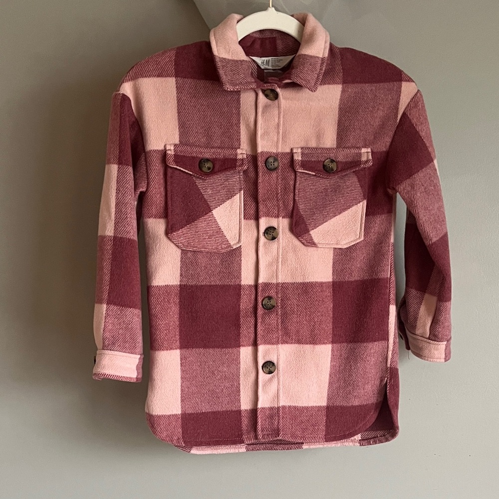 H&M Kids Pink Plaid Shacket. Size 7-8 years